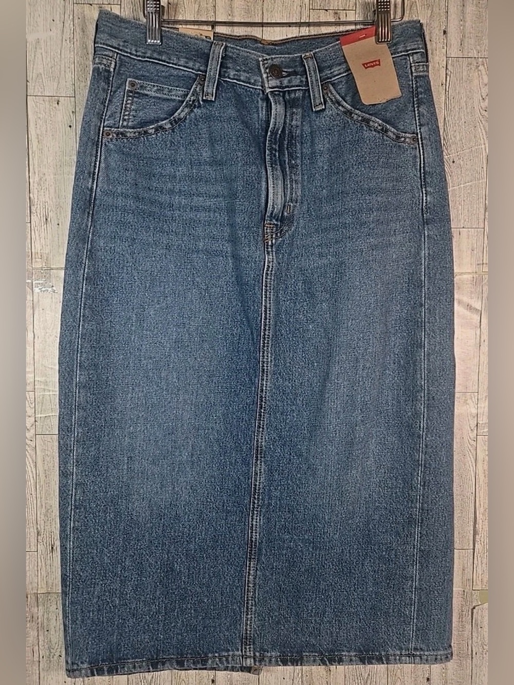 Levi's Denim Skirt High-Rise Back Slit Skirt Medium Wash